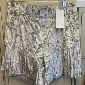 Crazy Train Silver shimmer Fringe Velvet Shorts XXL